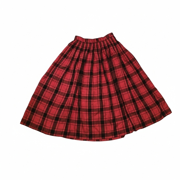 Liz Claiborne Red and Black Plaid A-Line Skirt - Picture 2 of 7